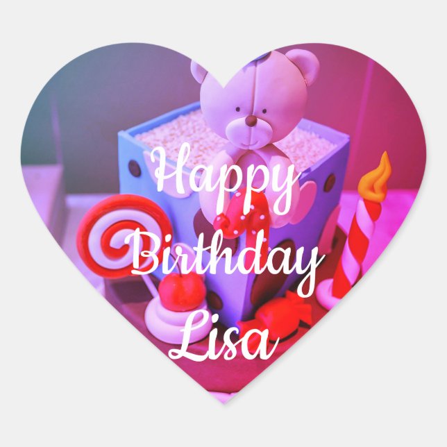 Sticker Cœur Joyeux anniversaire Lisa (Devant)