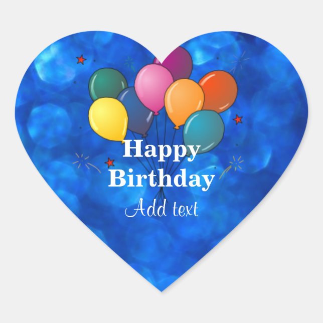 Sticker Cœur Joyeux anniversaire, MODÈLE, personnalisation, (Devant)