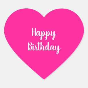Sticker Cœur Joyeux Anniversaire Simple Rose Chaud
