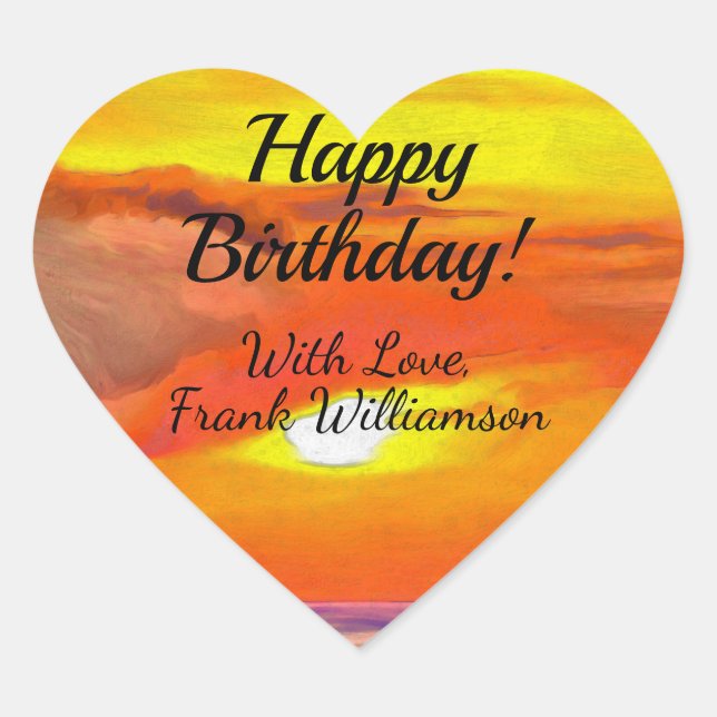 Sticker Cœur Joyeux Anniversaire Sunset 2443 (Devant)