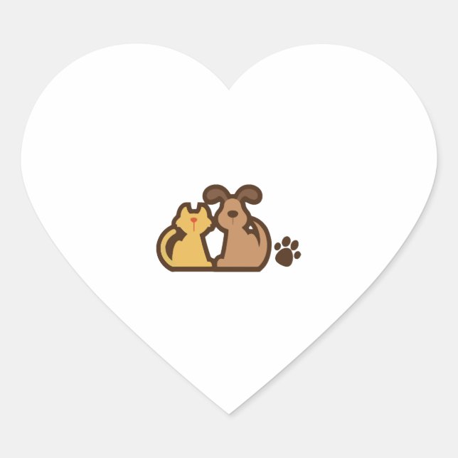 Sticker Cœur Joyeux Chien Et Chat (Devant)