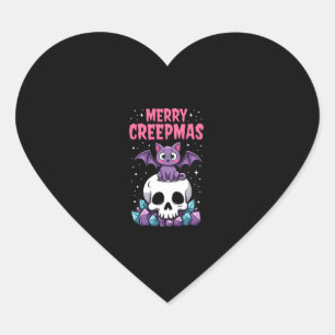 Sticker Cœur Joyeux Creepmas Chat Pastel Goth Noël Crâne T-S