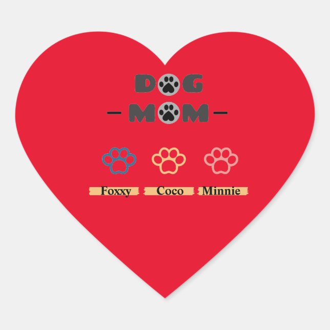 Sticker Cœur Joyeux Fête des mères Chien Maman de trois (Devant)