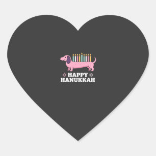 Sticker Cœur Joyeux Hanukkah chien teckel