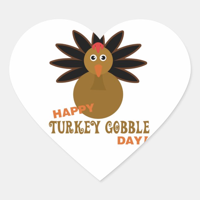 Sticker Cœur Joyeux Jour de la grogne turque Thanksgiving (Devant)