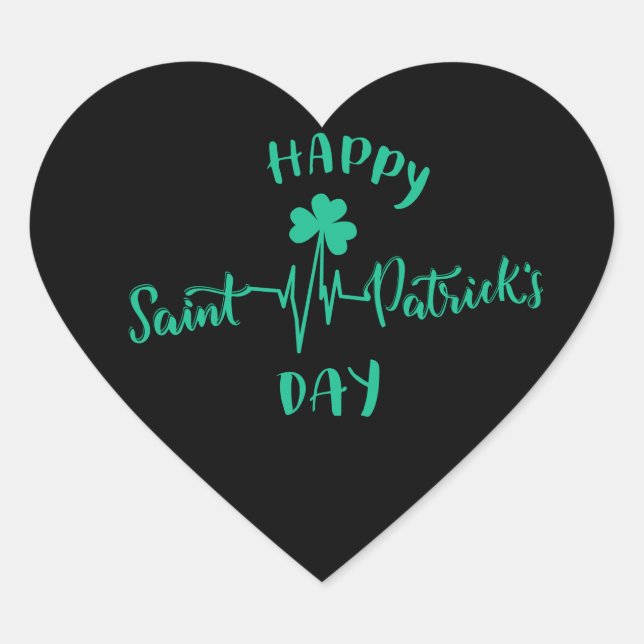 Sticker Cœur Joyeux Jour de la Saint Patrick Shamrock d'impulsi (Devant)
