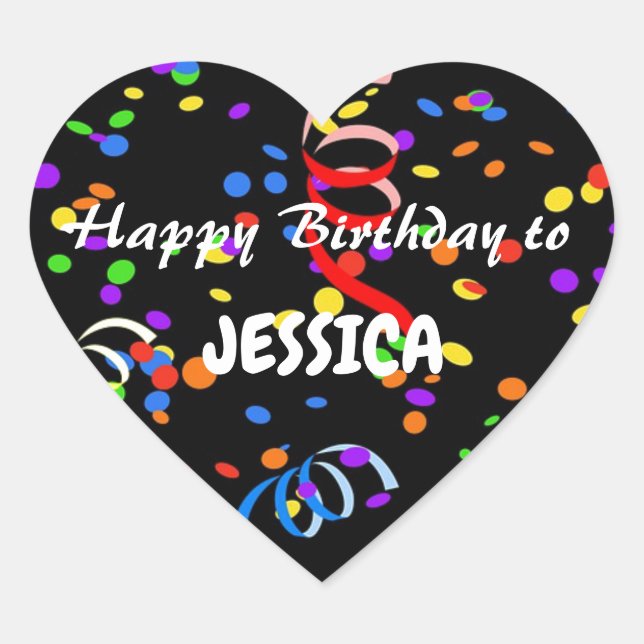 Sticker Cœur Joyeux Modèle d'anniversaire (Devant)