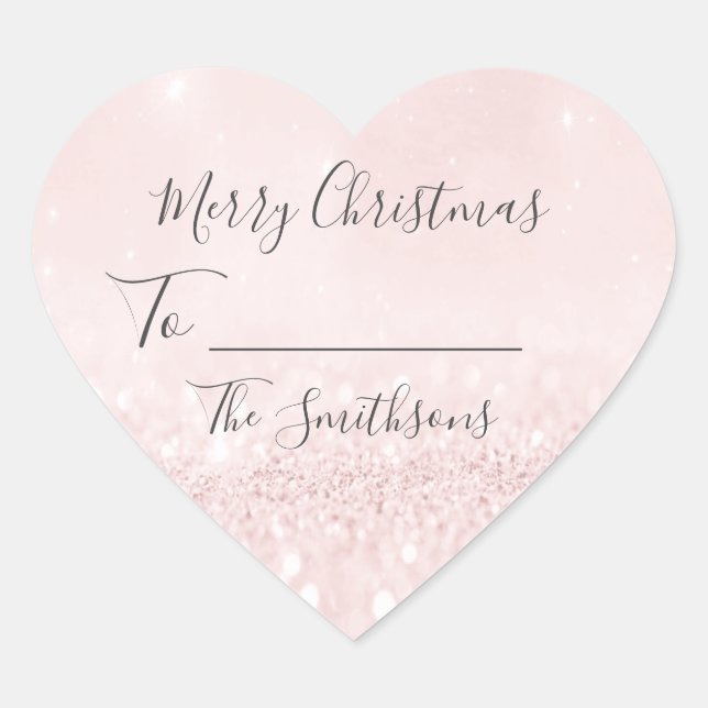 Sticker Cœur Joyeux Noël À Nom Pink Heart Pastel (Devant)