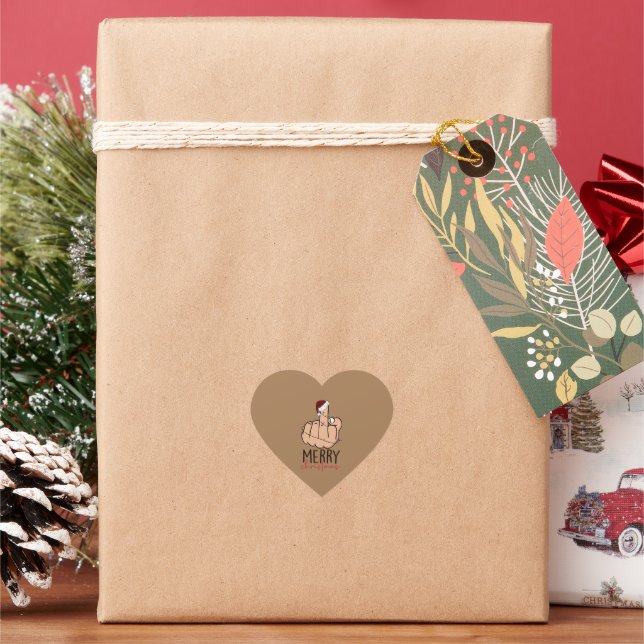 Sticker Cœur Joyeux Noël donner le doigt (vacances)