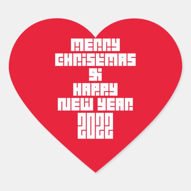 Sticker Cœur Joyeux Noël Et Bonne Année 2022 (Devant)