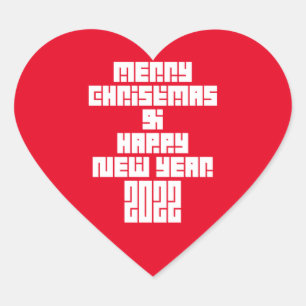 Sticker Cœur Joyeux Noël Et Bonne Année 2022