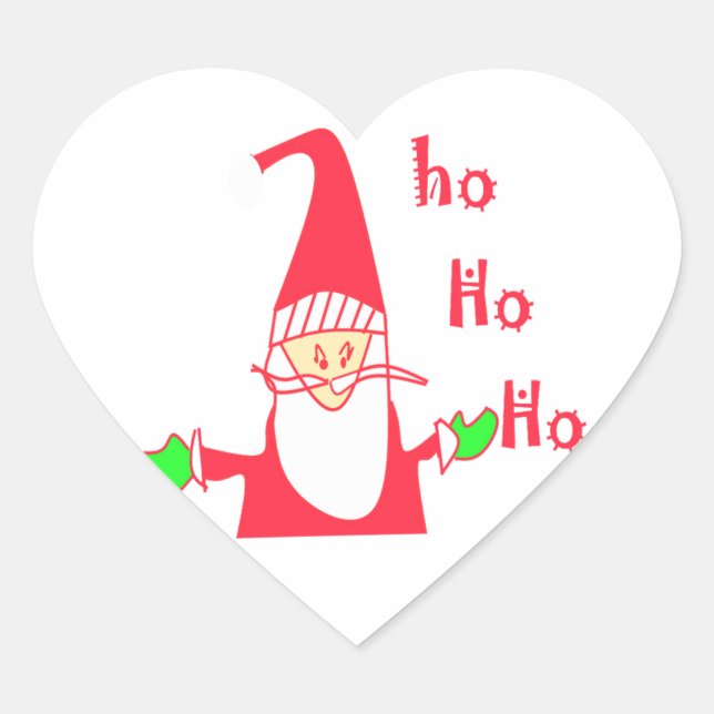 Sticker Cœur Joyeux Noël Joyeux Noël Drôle Père Noël Hohoho (Devant)