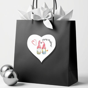 Sticker Cœur Joyeux Noël mignon Gnomes d'hiver en amour