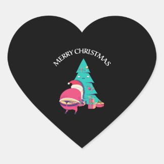 Sticker Cœur Joyeux Noël tatoué Santa Claus Tree Sexy