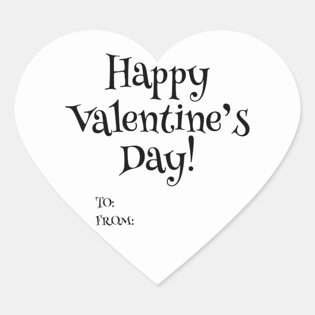 Sticker Cœur Joyeux Saint Valentin noir blanc à blanc (Devant)