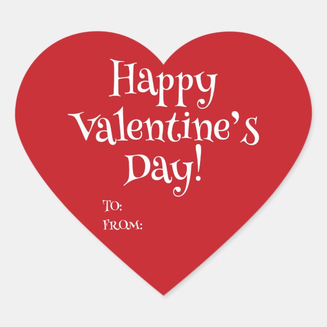 Sticker Cœur Joyeux Saint Valentin rouge à blanc mignon (Devant)