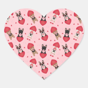 Sticker Cœur Joyeux Valentines Day Bulldogs français