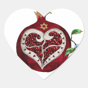 Sticker Cœur Judaica Grenade Cœur Hanukkah Rosh Hashanah