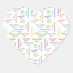 Sticker Cœur Juillet, 11 Anniversaire