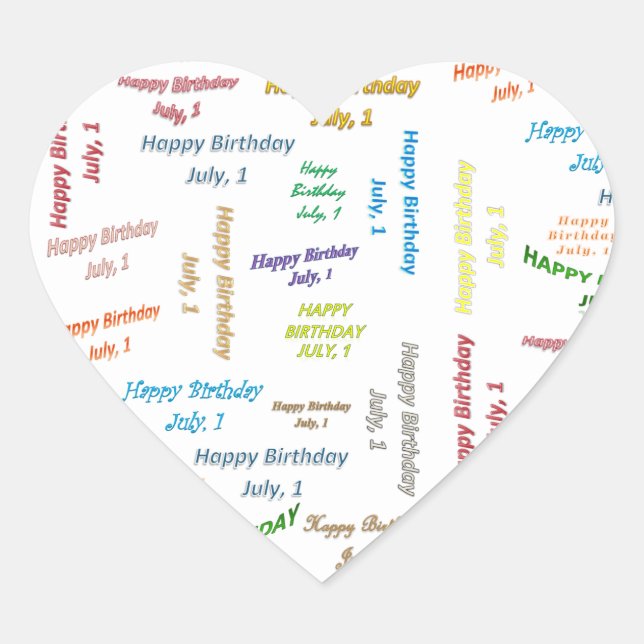 Sticker Cœur Juillet 1 Anniversaire (Devant)