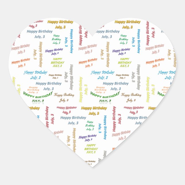 Sticker Cœur Juillet 3 Anniversaire (Devant)