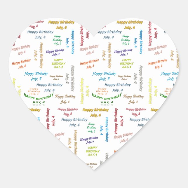 Sticker Cœur Juillet 4 Anniversaire (Devant)