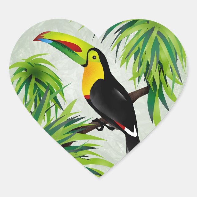 Sticker Cœur Jungle Toucan (Devant)