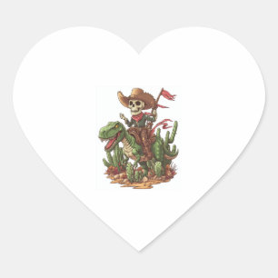 Sticker Cœur Jurassic Cowboy Crâne � Dino Rodeo drôle