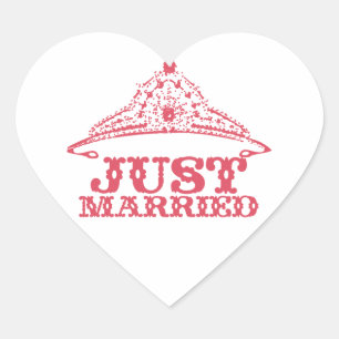Sticker Cœur Juste marié Princesse mariée Tiara Mariages