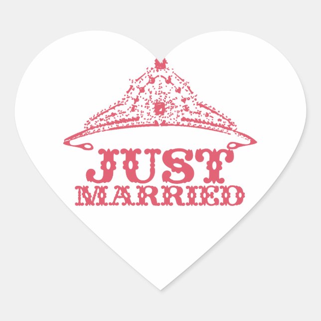 Sticker Cœur Juste marié Princesse mariée Tiara Mariages (Devant)