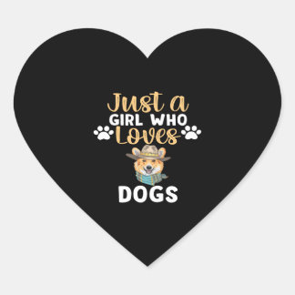 Sticker Cœur juste une fille qui aime les chiens