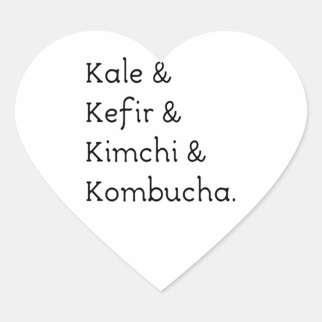 Sticker Cœur Kale Kefir Kimchi Kombucha (Devant)