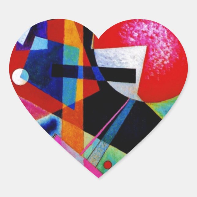Sticker Cœur Kandinsky en peinture Abstraite bleue (Devant)