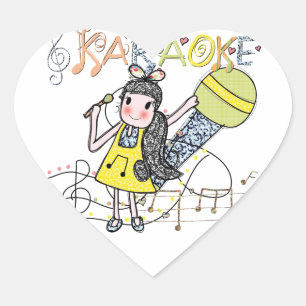 Sticker Cœur Karaoke Girl