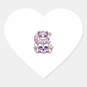 Sticker Cœur Kawaii Chat gothique Pastel Gothique Chat gothique