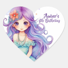 Sticker Cœur Kawaii Mermaid