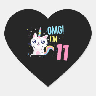 Sticker Cœur Kids 11 Year Old Girl Birthday