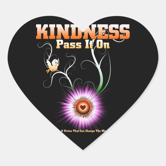 Sticker Cœur KINDNESS - Passez-Le Sur Starburst Heart (Devant)