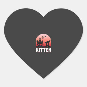 Sticker Cœur Kitty Halloween Maison Hantée Design de Chat_1