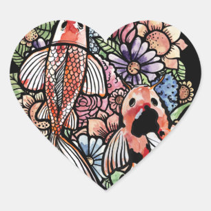 Sticker Cœur Koi Pond