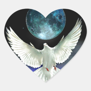 Sticker Cœur La colombe de la paix sur la planète Terre