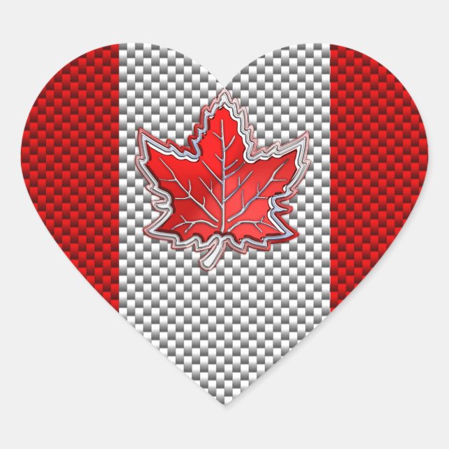 Sticker Cœur La feuille d'érable rouge canadienne dans la fibre (Devant)
