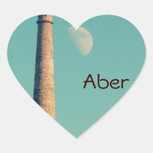 Sticker Cœur La Lune et une tour : Aberystwyth