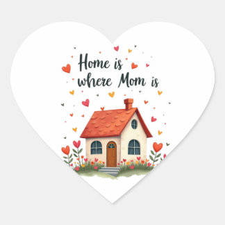 Sticker Cœur La maison est où maman est - Fête des mères au coe