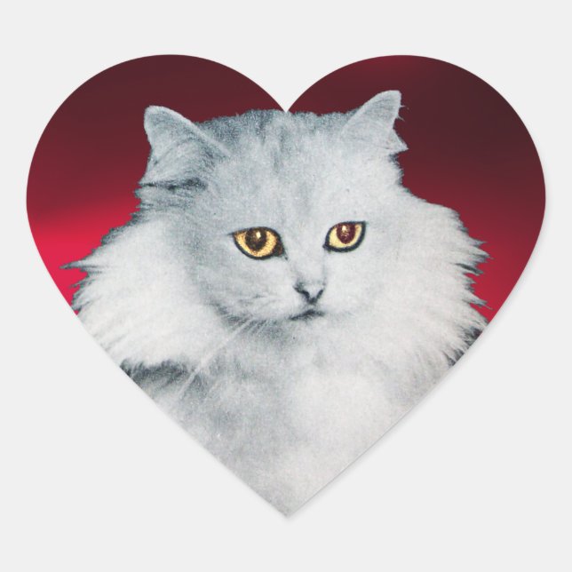 Sticker Cœur LA REINE DES CHATS BLANCS, Coeur Rouge (Devant)