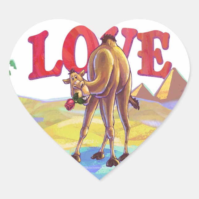 Sticker Cœur La Saint-Valentin au chameau (Devant)