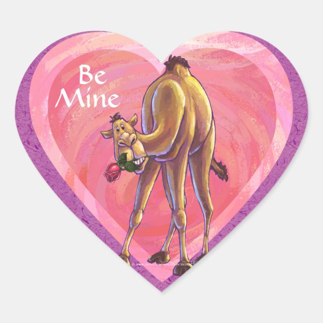 Sticker Cœur La Saint-Valentin au chameau (Devant)