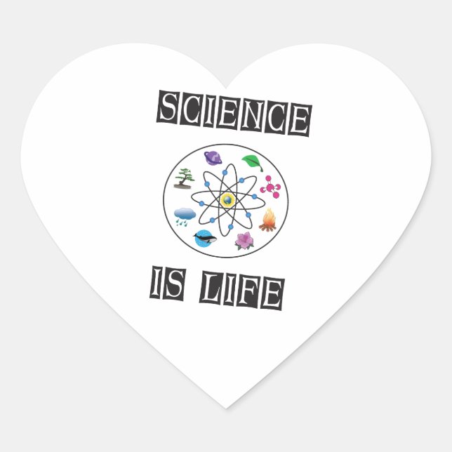 Sticker Cœur La science est la vie (Devant)