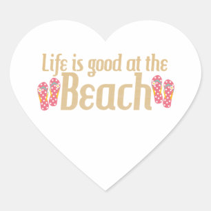 Sticker Cœur La vie est bonne à la plage