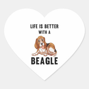 Sticker Cœur La vie est meilleure avec un Beagle